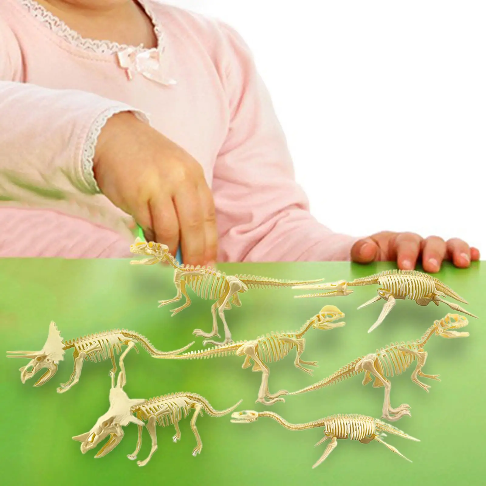 7Pcs Dinosaur Skeleton Models Figurines for Birthday Collection for Kids