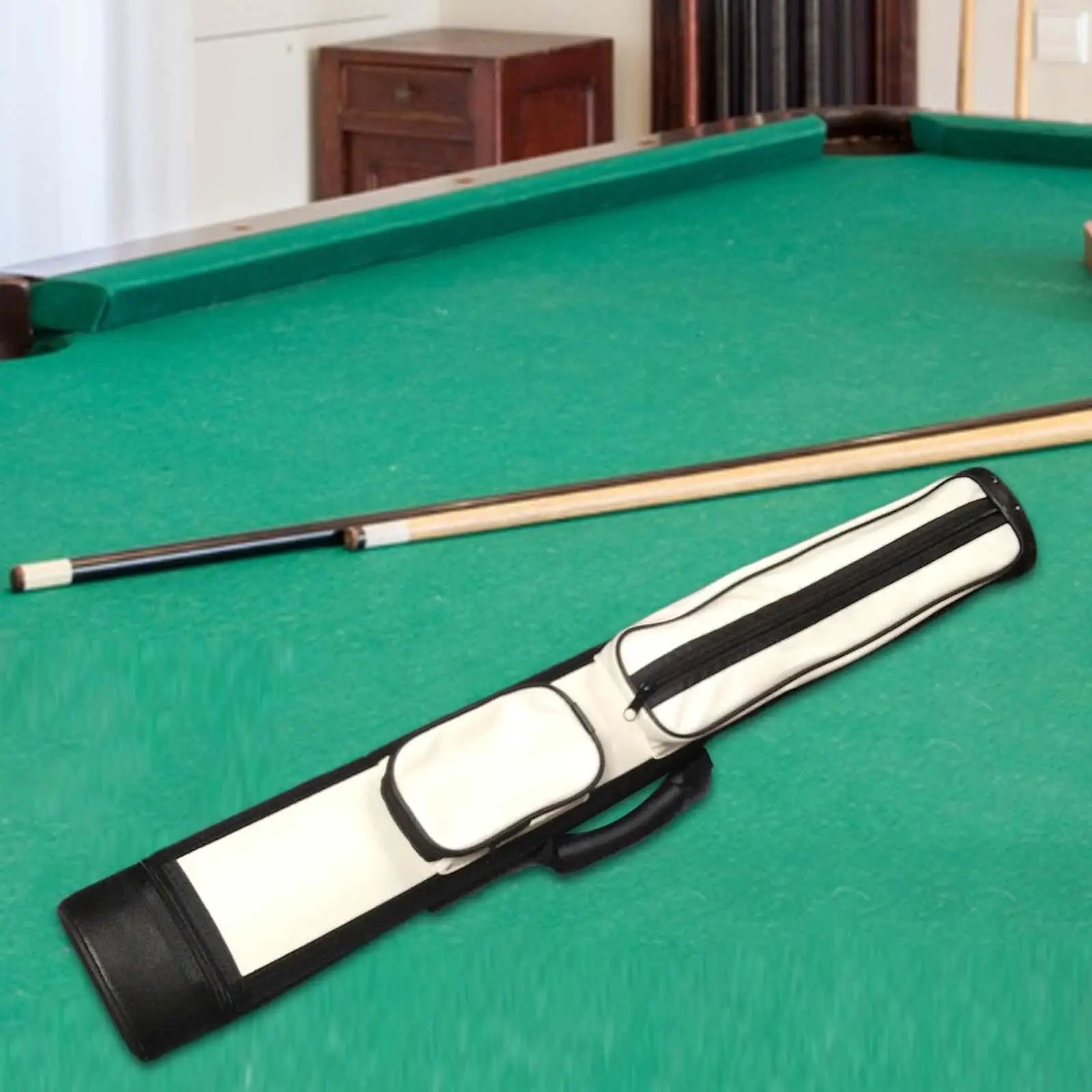 Billiard/Pool Cue Hard Case PU Leather 4 Holes with Adjustable Shoulder Strap Billiard Sticks Carrying Hard Case for Snooker