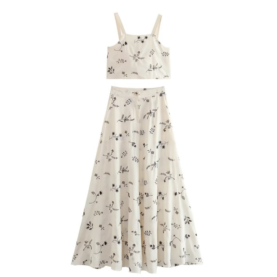 Teelynn Blumen stickerei Crop Top Maxirock Kleider Anzug für Frauen Vintage ärmellose Sommerkleid Set Boho Beach Vestidos – Detail 34