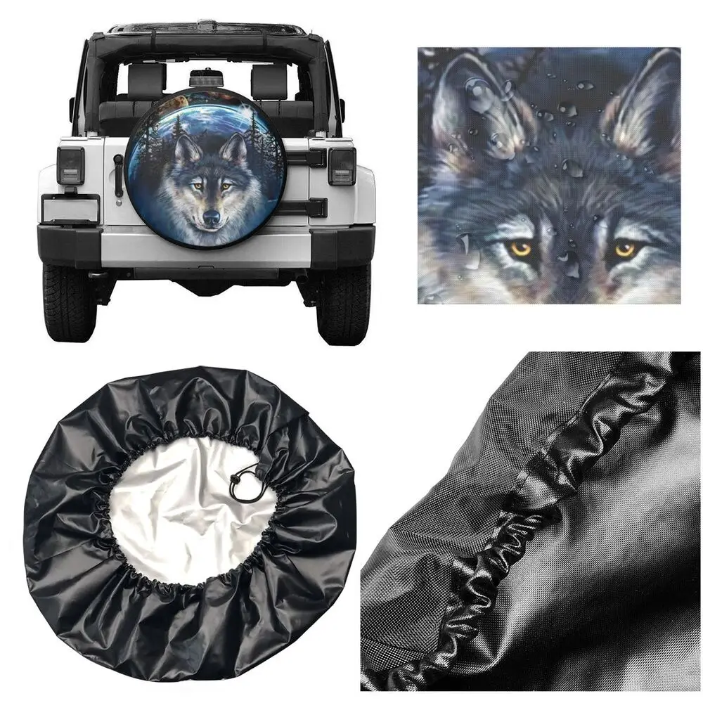 Wolf Spare Tire Cover for Jeep Mitsubishi Pajero Custom Animal Dust-Proof Car Wheel Covers 14" 15" 16" 17" Inch best car covers
