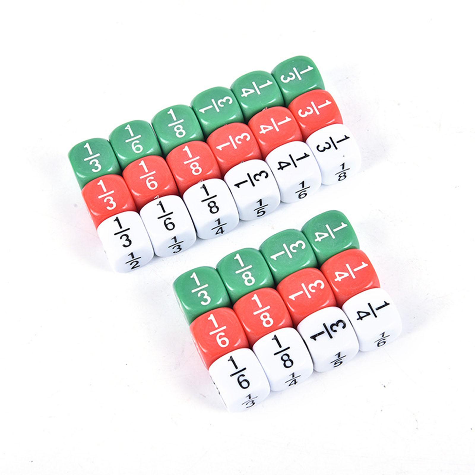 10 Pieces Acrylic Fraction Dice, Educational Kids Math Toys Classroom Games Multiple Representation Fraction Foam Dice