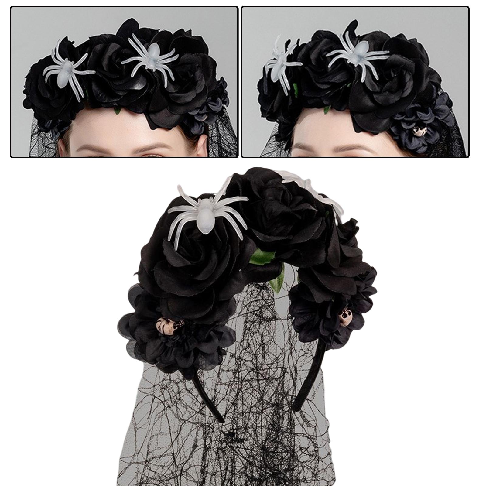 Halloween Flower Headband Spiderweb Headdress for Festival Role Playing Photo Props