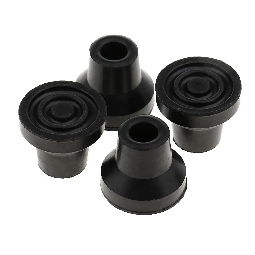 4 Pieces 13mm Durable Rubber Anti-Slid Heavy Duty Canes Replacement Tips for Crutches End Black