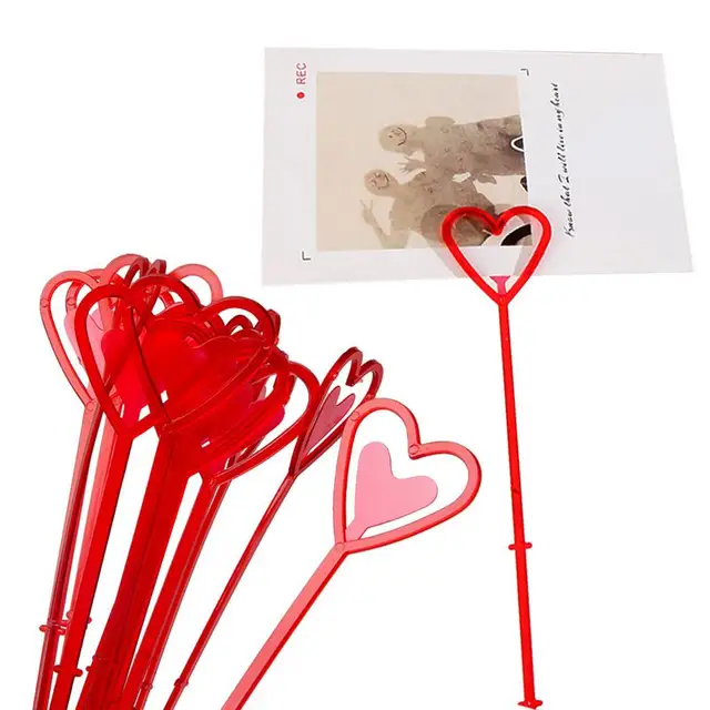 Nitial 100 Pcs Plastic Floral Picks Floral Card Holder Flower Picks Heart  Shape Flower Place Card Holder Floral Pick Clip Card Holder for Wedding