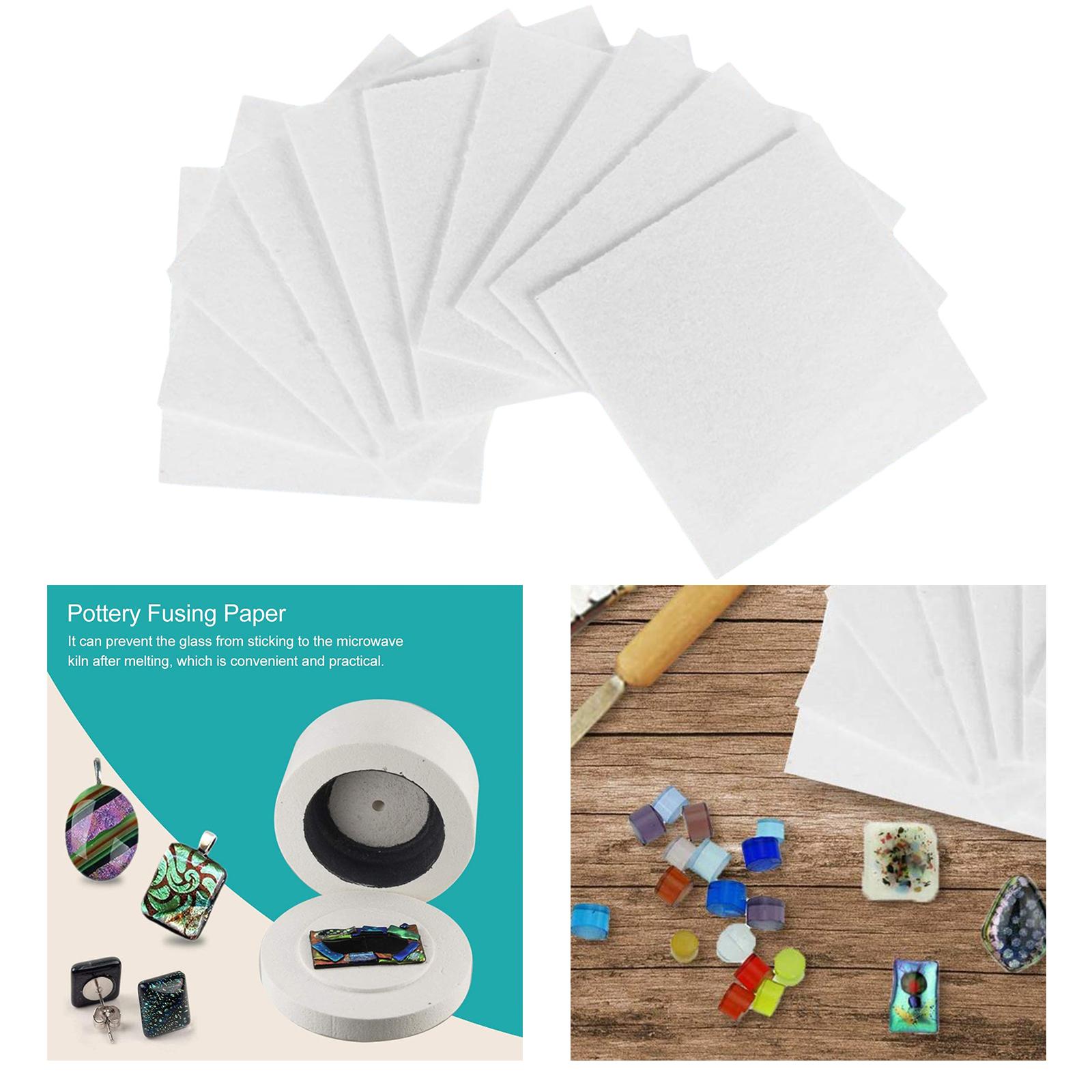 50 Sheets Ceramic Fiber Paper Square Microwave Kiln Papers Glass Fusing Paper for Household DIY Craft 80x80mm