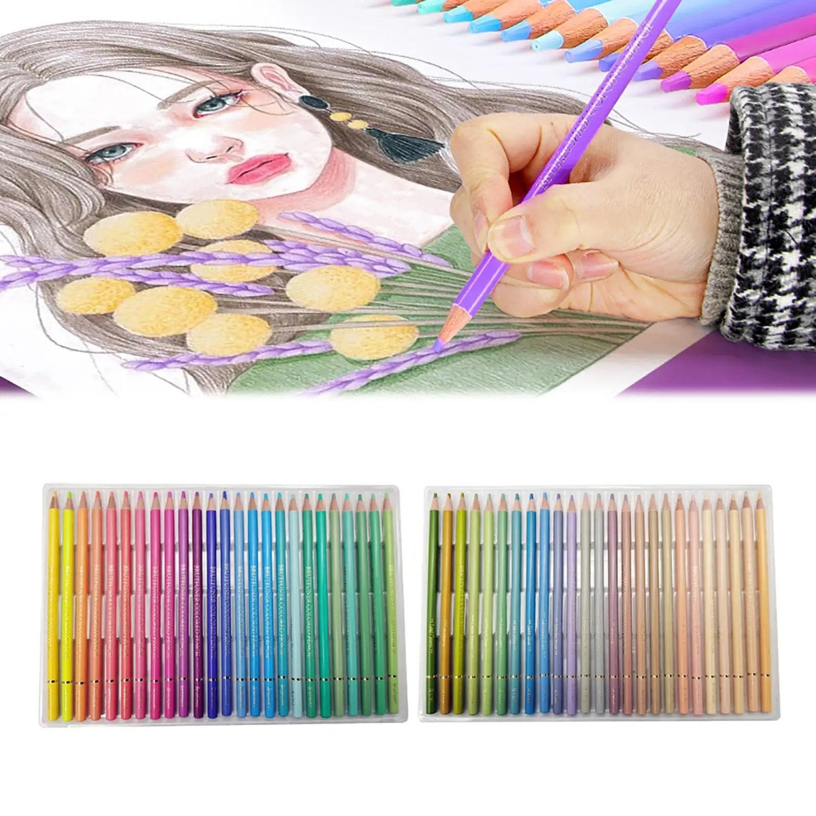 50 Colors Oil Colored Pencils Carry Anywhere Wood Art Supplies for Children Professionals School Art Coloring Blending Crafting