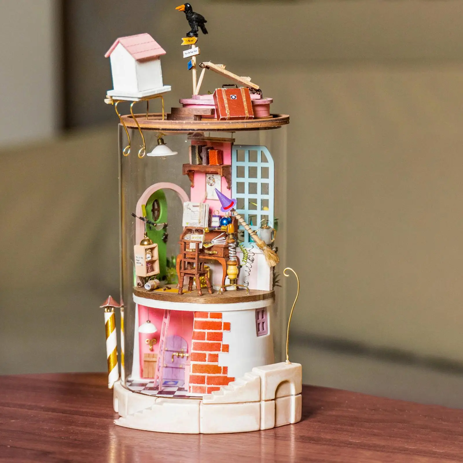 Kids Doll House Wooden Dollhouse Miniature Assembling Puzzle Toy DIYs