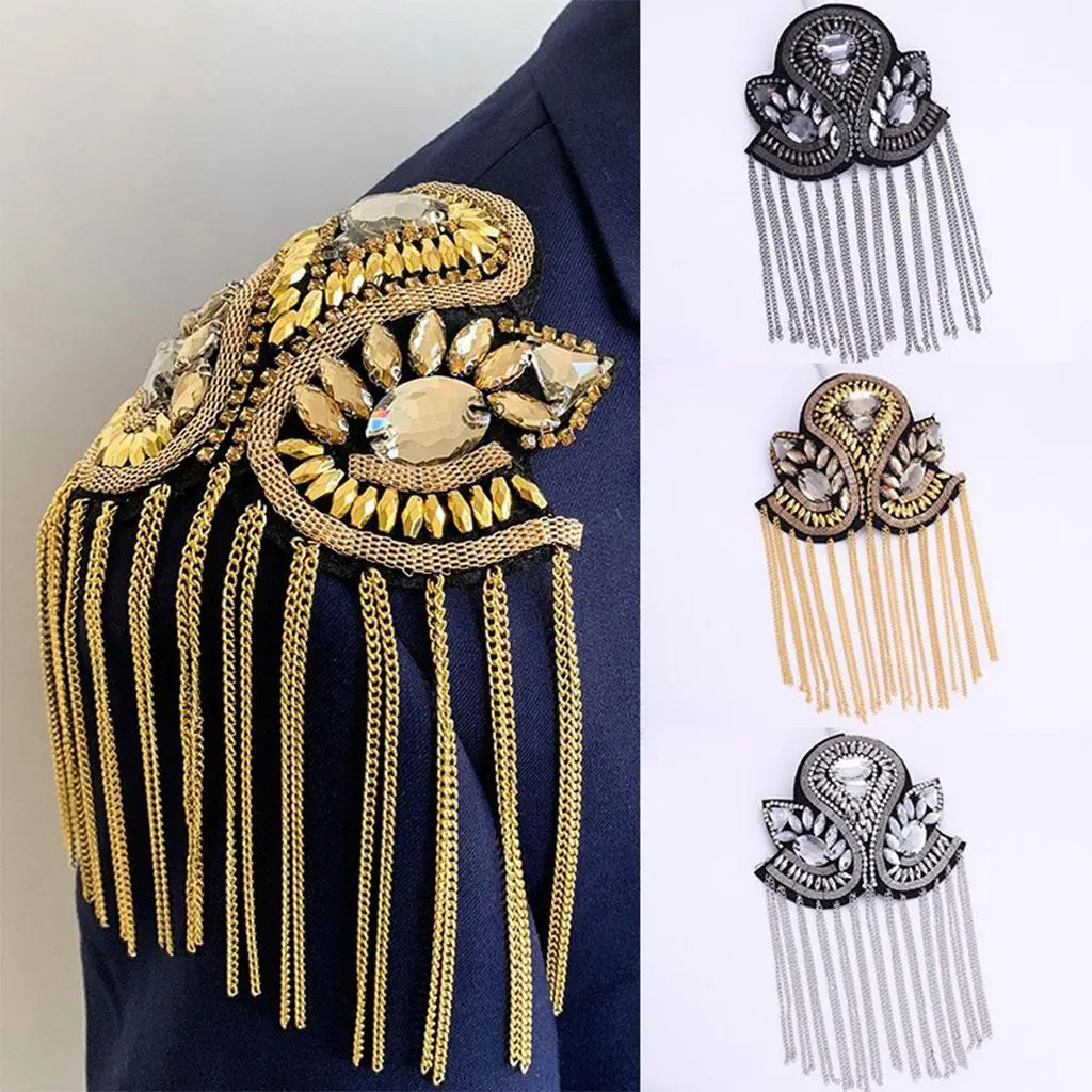Epaulet Fringe Tassel Art Brooches Shoulder Pad for Suit Casual Wear Fathers