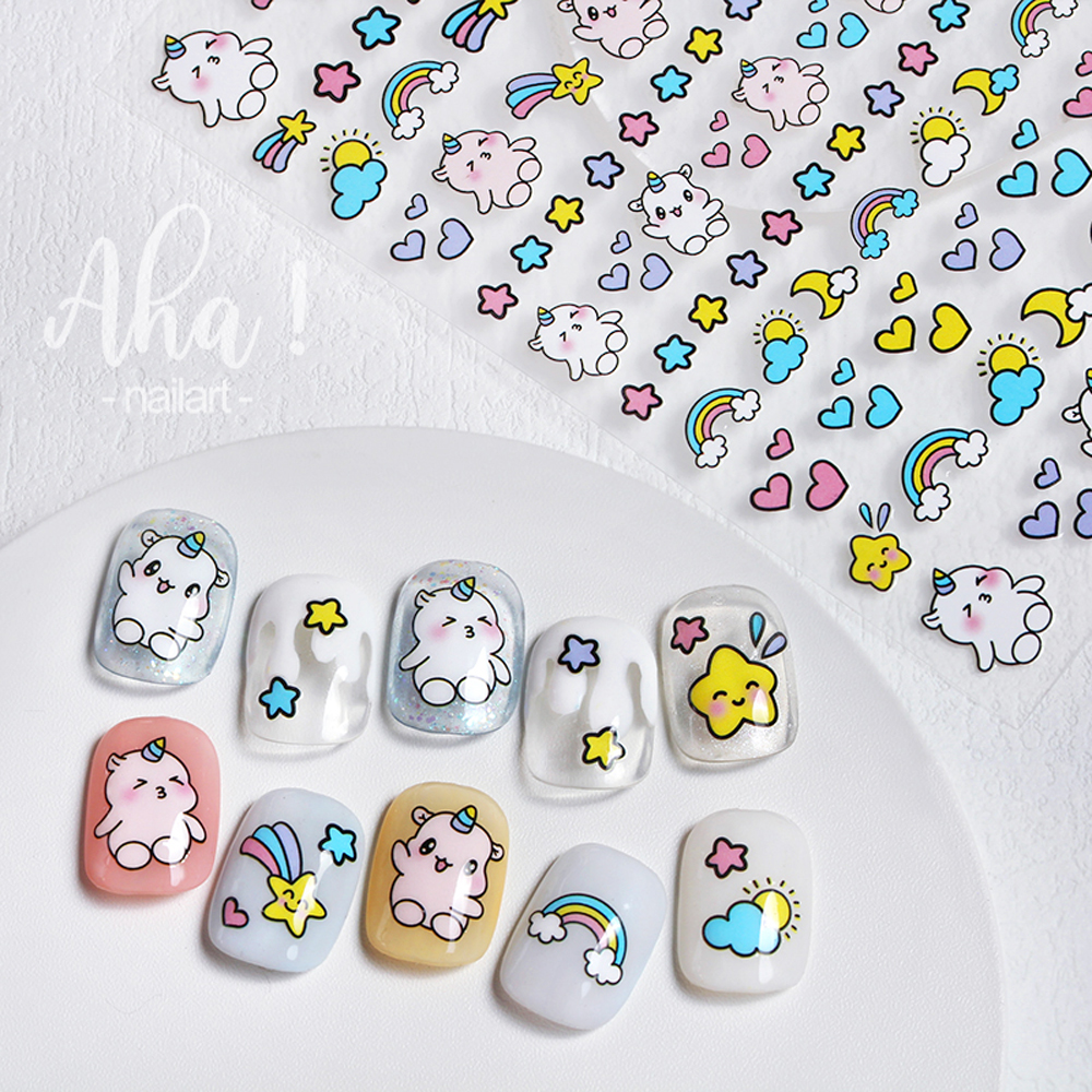 Best of 1Sheet Forest Unicorn Nail Art Stickers Dreamy Rainbow Lovely Decal Back Glue Korean Star Moon DIY Manicure Slider Parts TG #024 Reviews & Tips