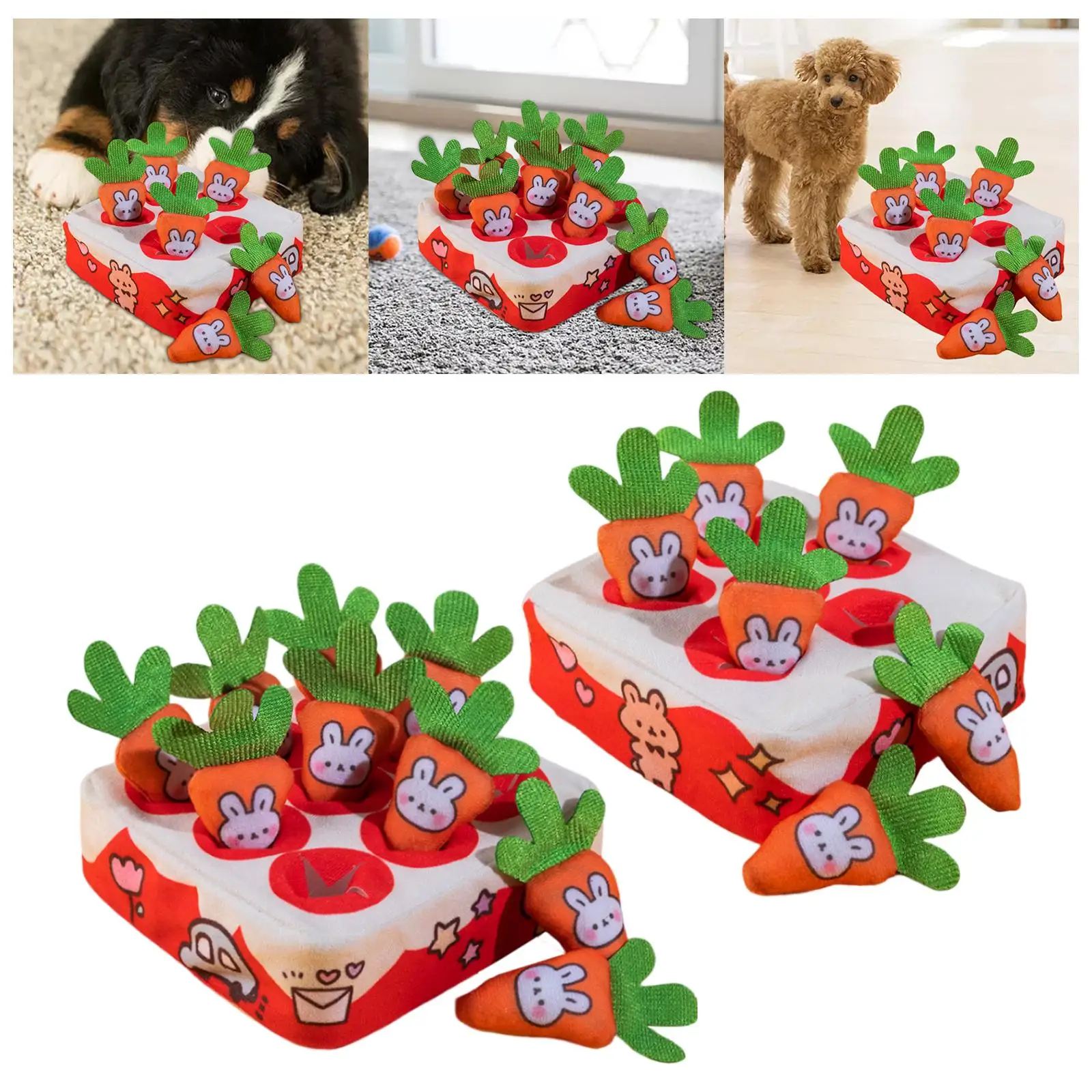 Dog Carrot Plush Toy, Interactive Dog Toy, Radish Pulling Stuffed Toy, Dog Sniff Mat Slow Feeder Dog Puzzle Toys