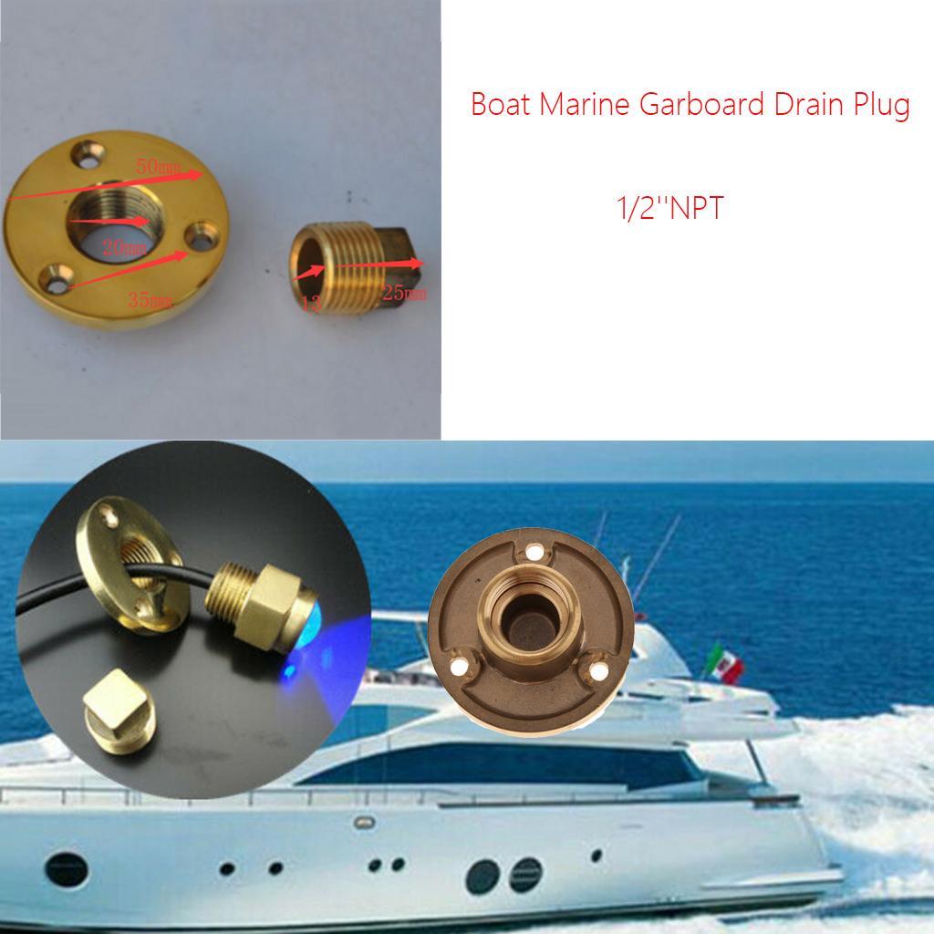  MARINE BRASS GARBOARD DRAIN AND PLUG   INCH DIAMETER FLANGE1/2