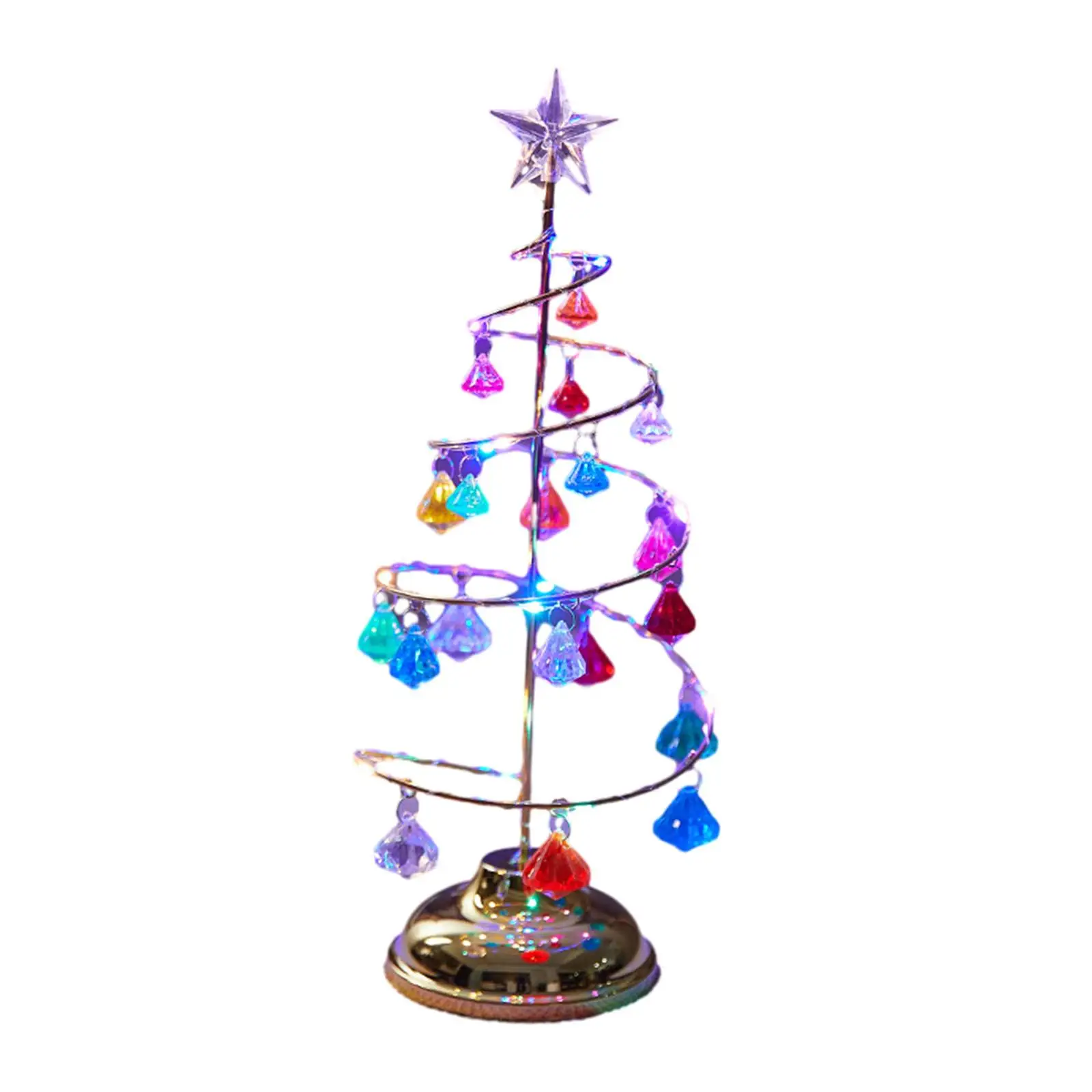 Crystal Spiral Christmas Tree Lamp Bedside Lamp Decoration Christmas Tree Lamps Ornament for Bedroom Party Xmas Winter Home