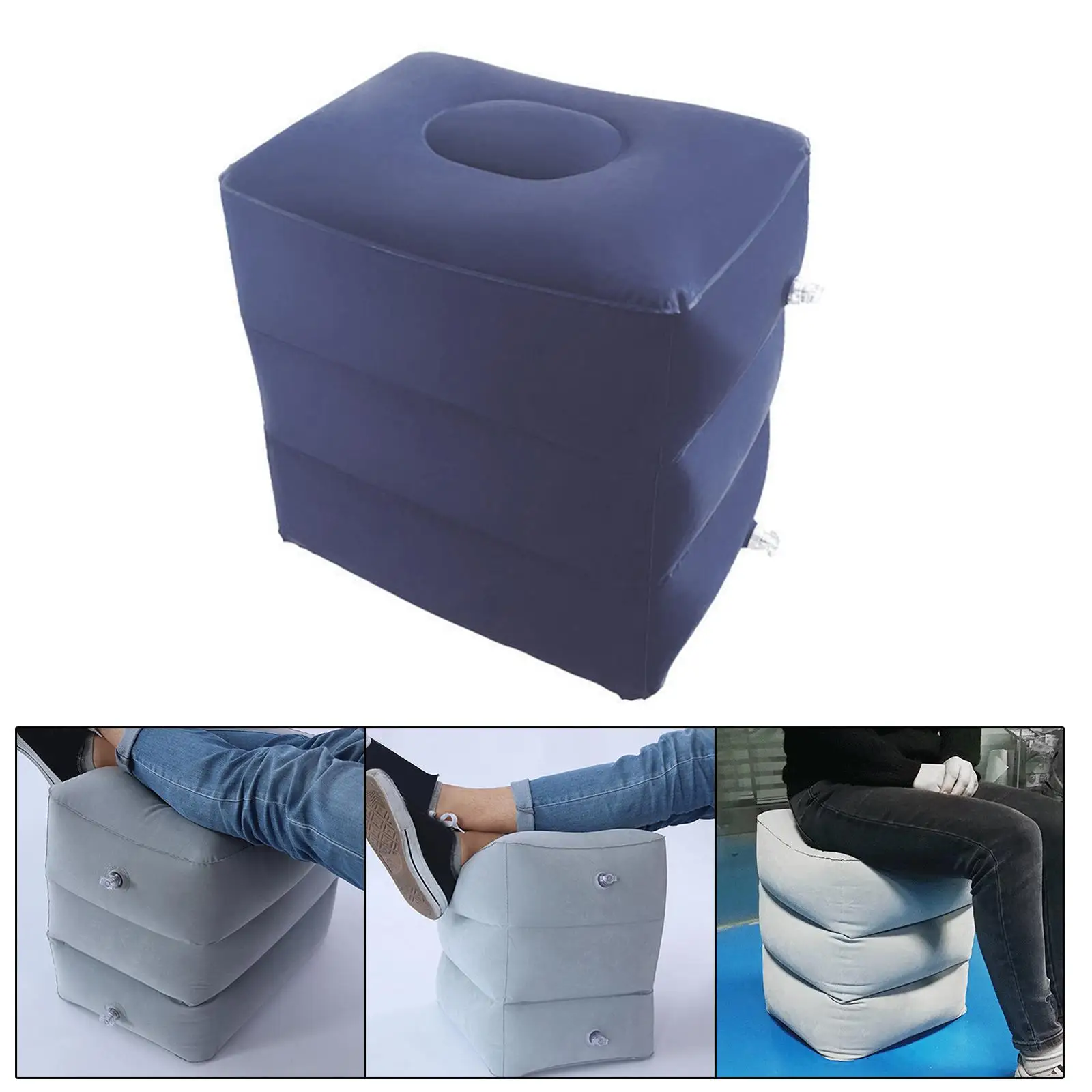 Foot Rest Pillow Adjustable Height Cushion Portable Foot Stool Bed Inflatable Foot Rest for Airplanes Travel Accessory Office