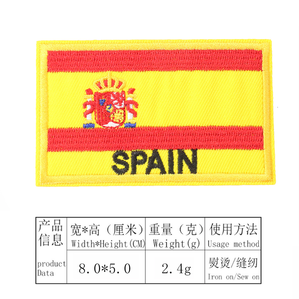 2PCS Spanien Griechenland Union Jack Patch Hand Stickerei Nähen Bügeln Handwerk Jacke Mantel Abzeichen Schfälligkeit Patch Dekoration – Detail 6