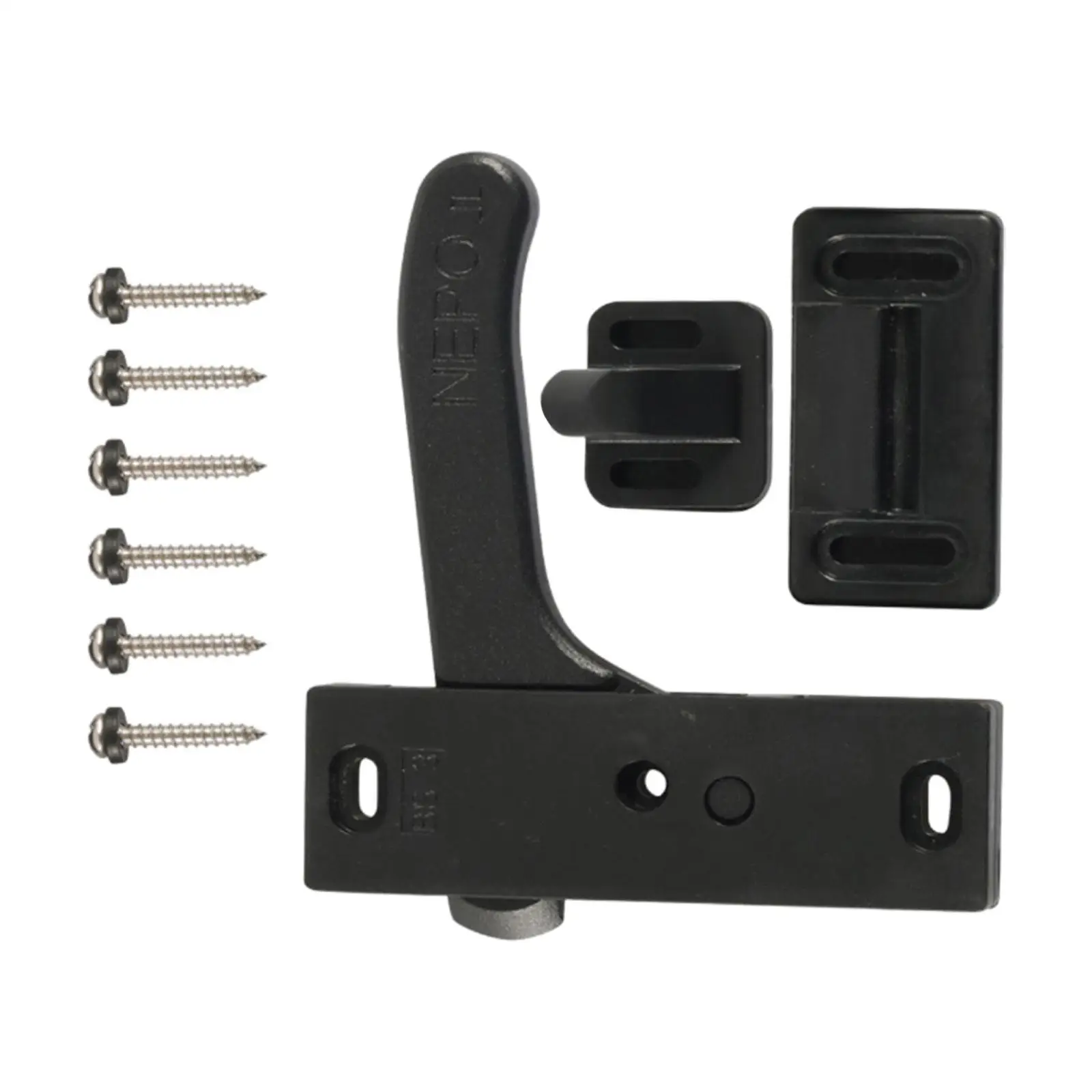 Black RV Screen Door Latch Durable Accessory Assembly Screen Door Latch and Handle Kit for Travel Trailer Motorhome Camper