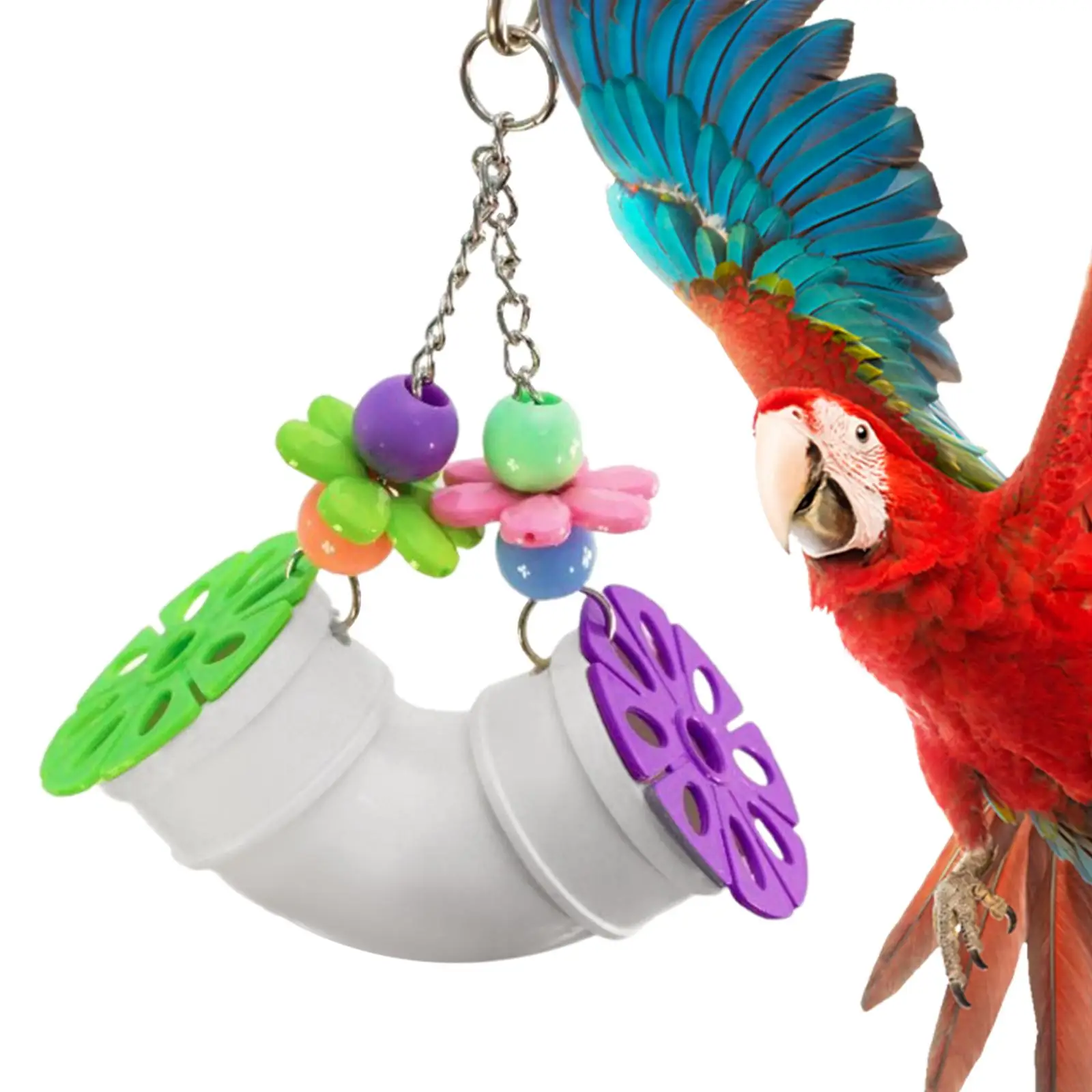 Multicolored Parrot Toys Pipeline Bird Foraging Chewing Toy Cage Bite Toy Open and Colse for Lovebird Parakeets Birds Gift