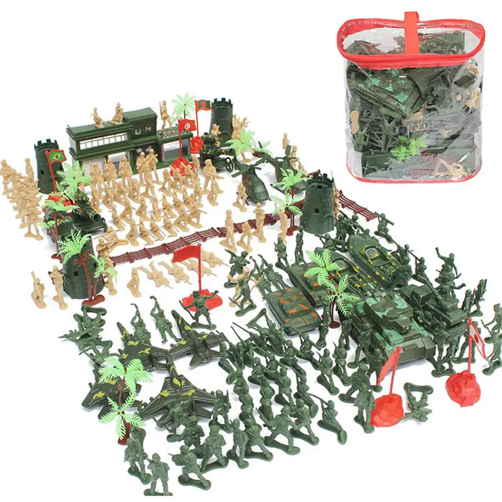 188 Pieces Army Base Set WWII Playset 5cm Army Men Action Figures & Accessories - Tanks Warplanes & More