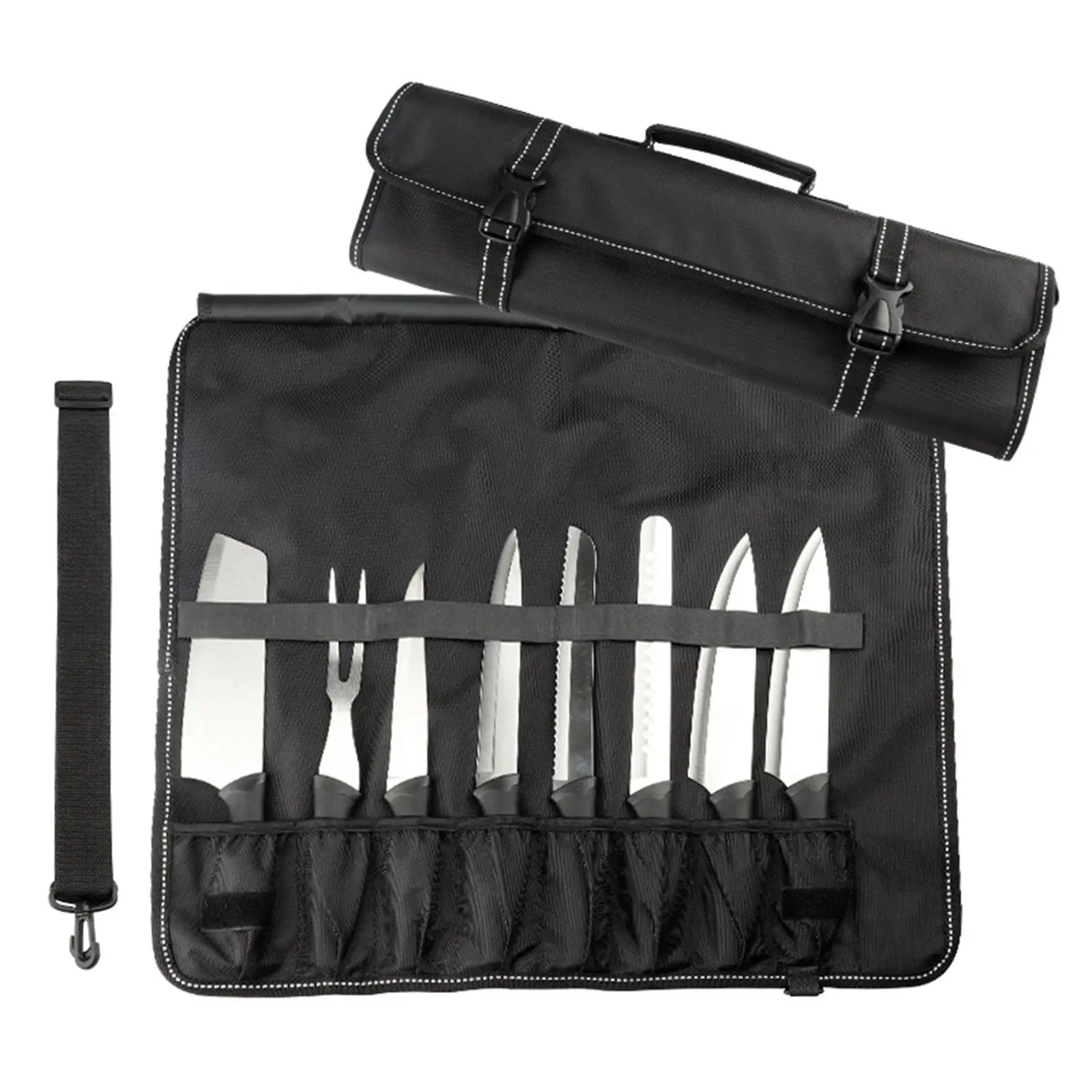 Chef Knives Roll Bag Adjustable Strap Portable Handle Knives Wrap Wallet Organizer Bag for Kitchen Home Chinese Western Knives