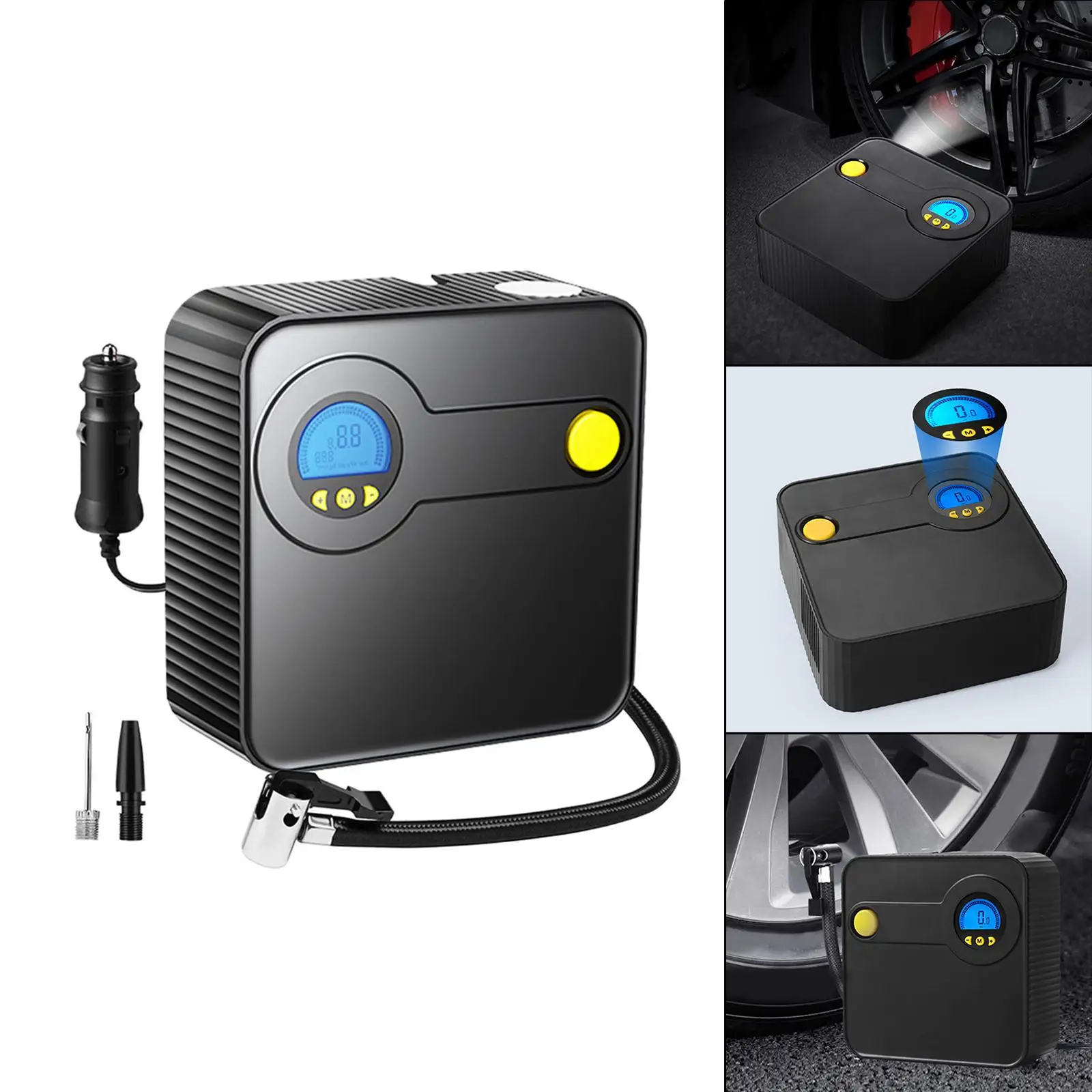 Car Air Compressor Tire Inflator Electric with LED Light Air Pump for Bicycle Inflatables Home