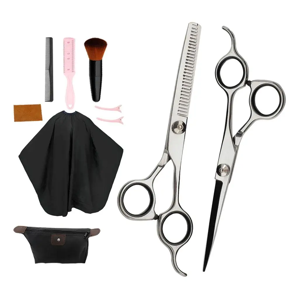 Hairdressing Barber Scissors Brush Hair Cutting Capes Thinning Shears Set
