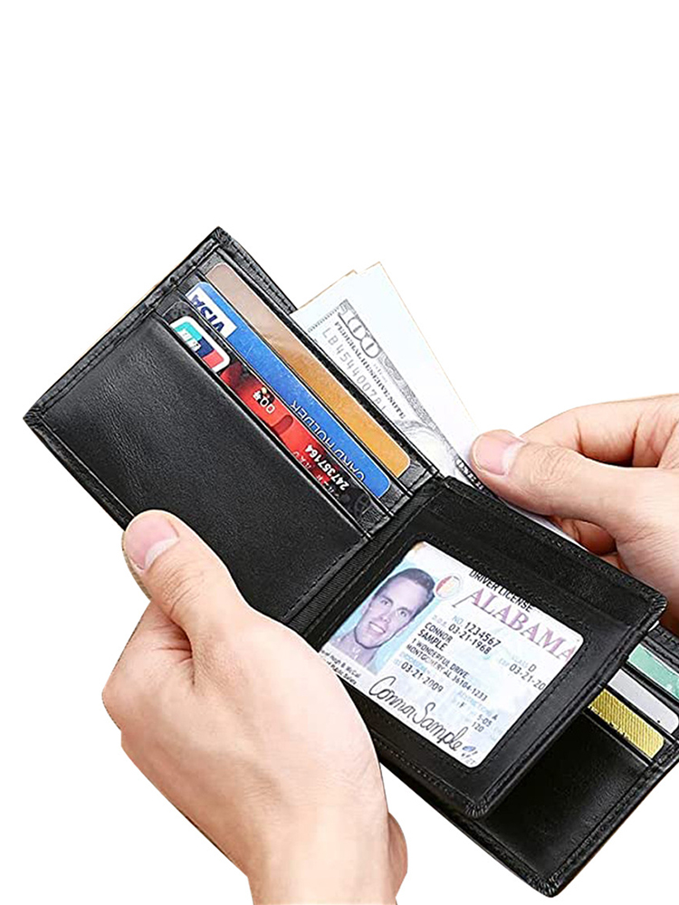 Rfid Carbon Fiber Leather Men Airtag Wallets Purse Credit Card Holder for Air Tag Purse Black Luxury Minimalist Wallet for Men