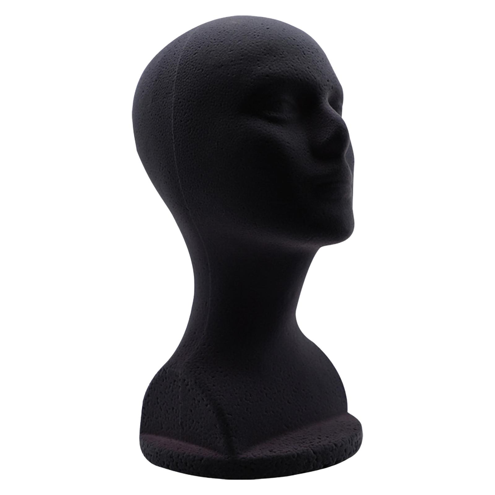 Description Picture 2 of itemMan Styrofoam Mannequin Head Model Hat Display Stand Black 48.5cm Head Circumference Accessories 12.6inch Tall DIY Stable Base