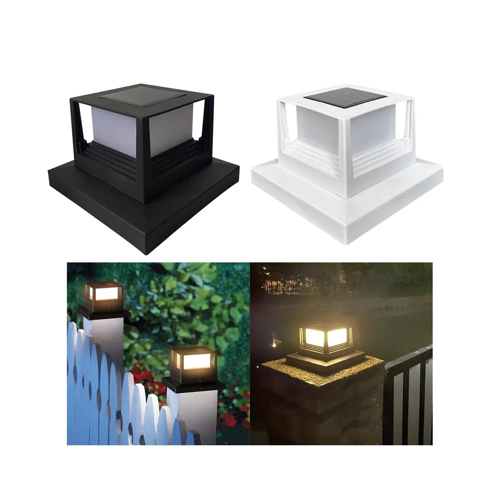 Solar Post Light Outdoor Warm White LED Lighting IP44 Waterproof Outside Light for Garden Patio Decor Deck Courtyard Pathway
