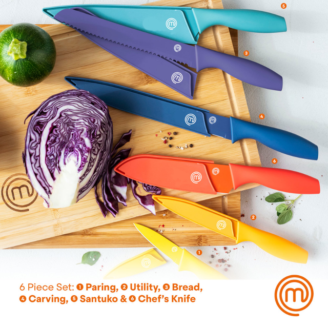 MasterChef 6-Piece Japanese Knife Set, Extra Sharp Kitchen Knives