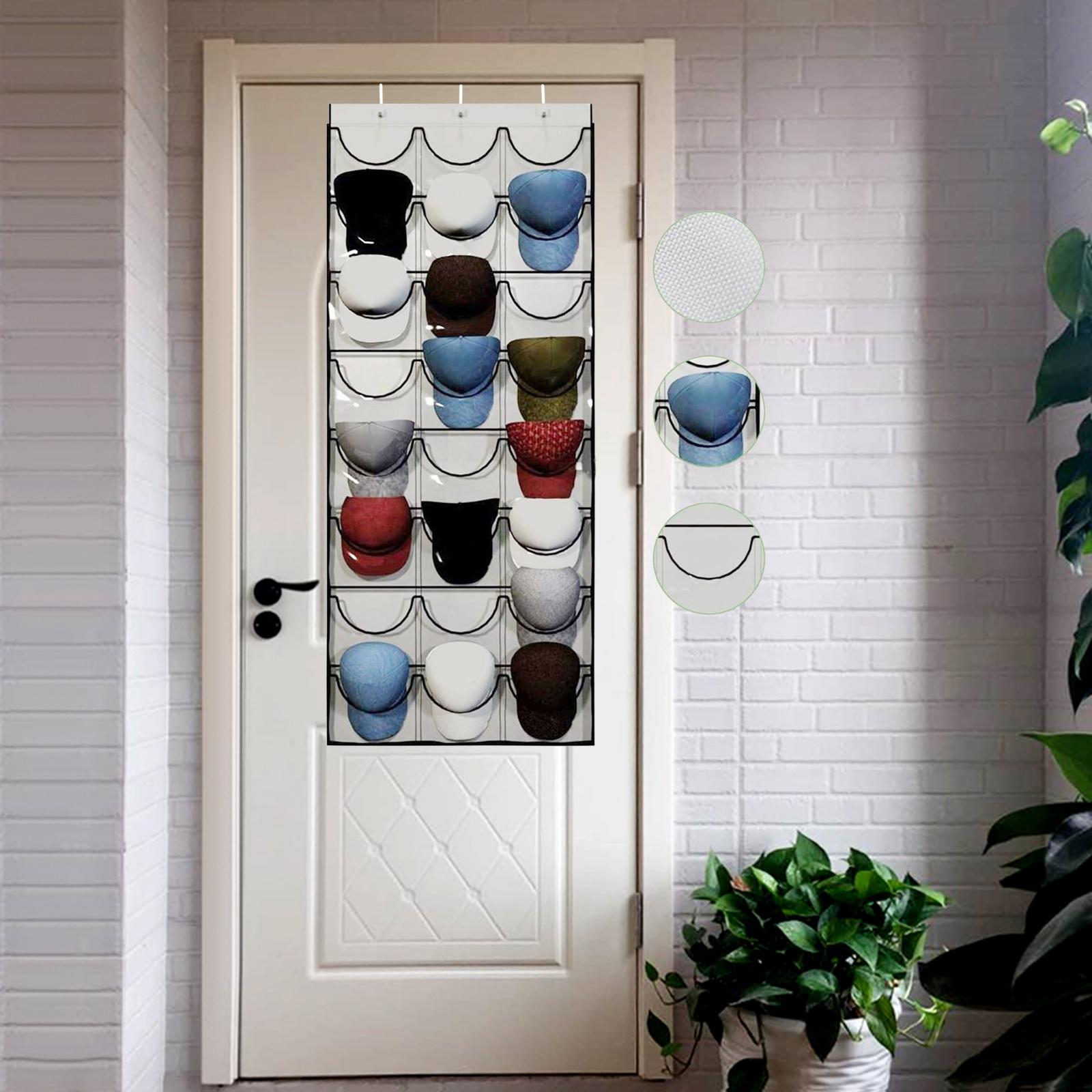 Baseball Caps Rack Scarf Bag Hooks 24 Clear Door Closet Hanger Holder Round Storage Shelf Home Organizer Storage Hat Holder