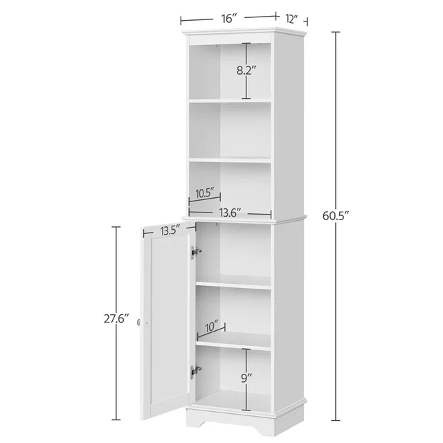 Dropship Tall Cabinet, Wooden Slim Floor Cabinet With Shelves
