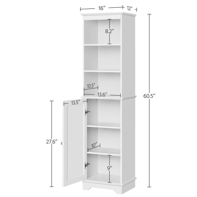 Dropship Tall Cabinet, Wooden Slim Floor Cabinet With Shelves