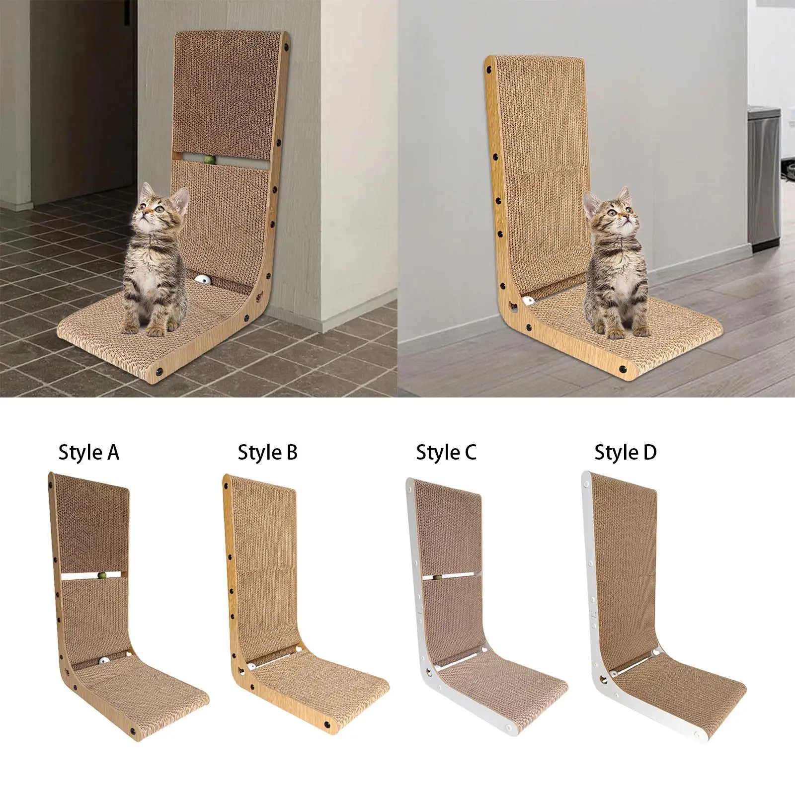 Cardboard Cat Scratcher L Cats Lounge Saving Space Sturdy Material Recyclable with Toys Ball Track Bed Horizontal