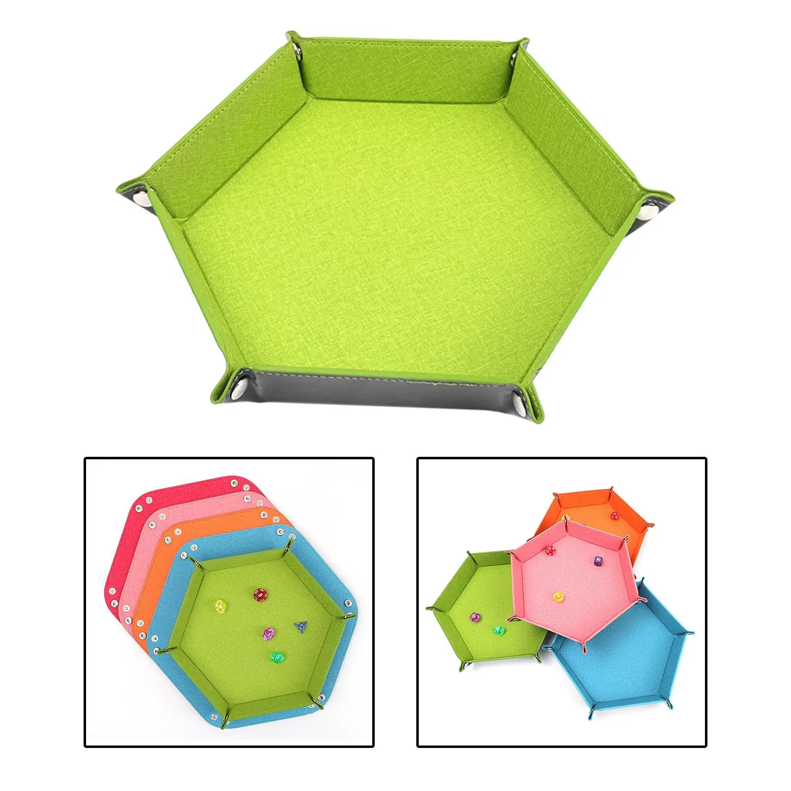 Hexagonal Dice Tray Wearable Multifunctional Double Sided Box Folding Dice Rolling Tray for Snacks Stuff Keys Candies