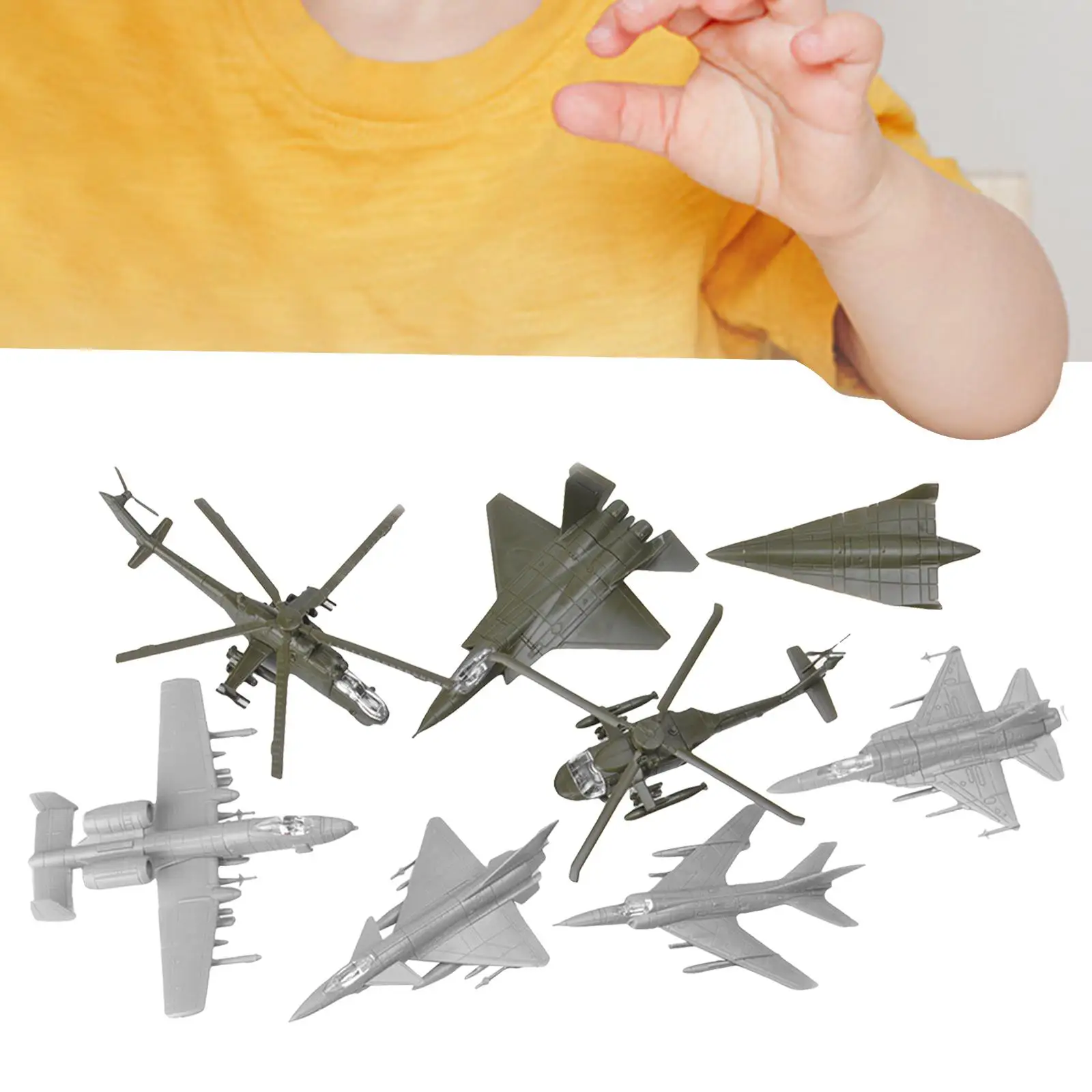 8 Pieces Simulation 4D Fighter DIY Assembled Plane Puzzle Figure Model Static Display Decoration Collectibles Home Ornaments
