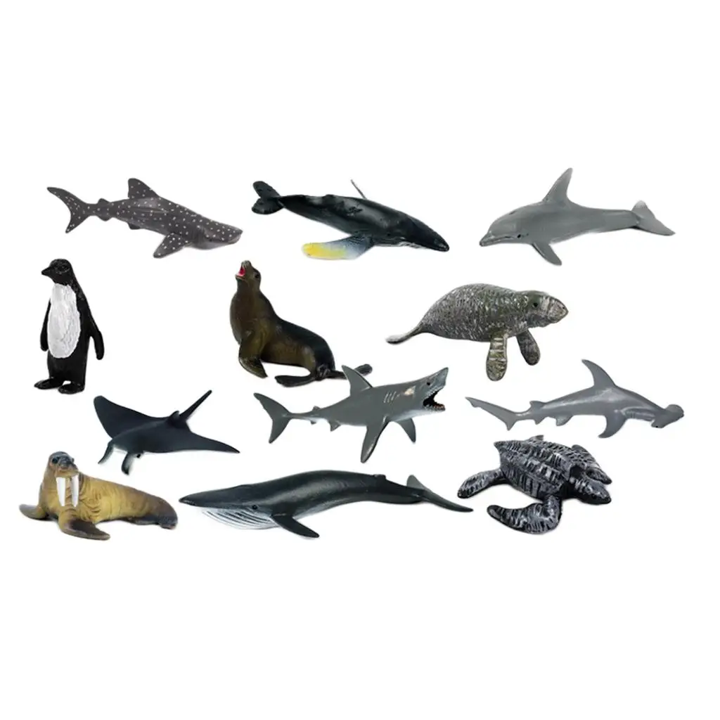 12 Packs Realistic Nature Sea Life PVC Animal Model Kids Preschool Learning
