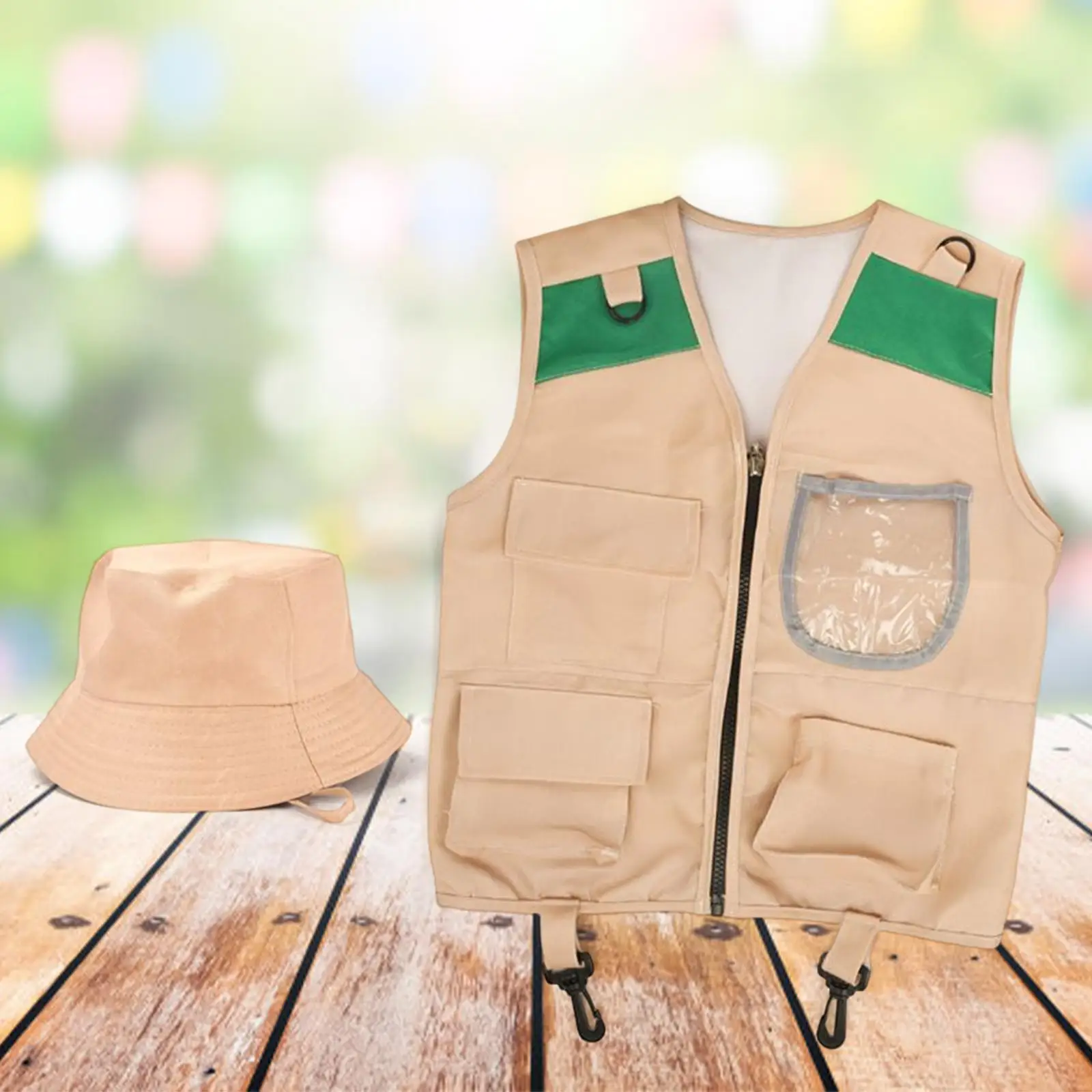Kids Explorer Costume Nature Adventures Suit Party Favors with Pockets Dress up Cargo Vest and Hat Set for Camping Exploration