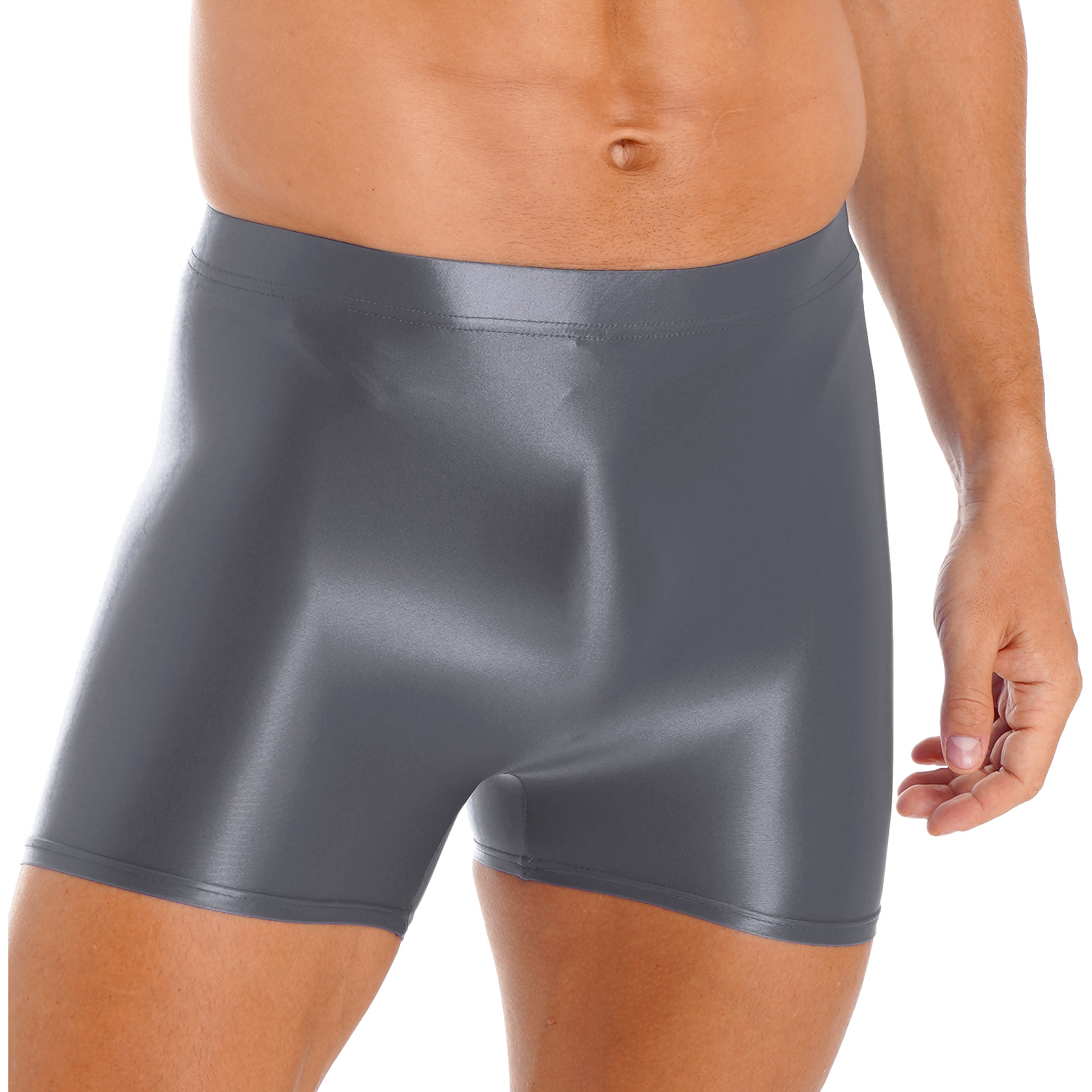 Herren Badehose mit Ölglanz-Effekt, mittelhoher Bund, elastischer Taillenbund, Strand-Schwimmshorts, Leggings, Yoga-Sportbekleidung, Bademode, Schlafanzug – Detail 25