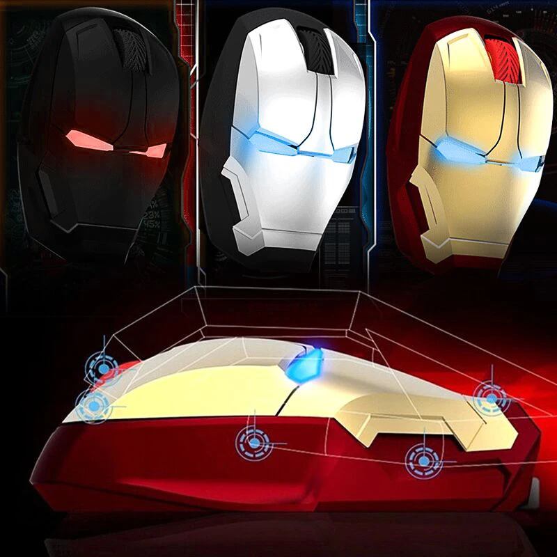 SENLIFANG Wireless mouse for Iron man appearance Creative power saving Notebook PC games mice The coolest Art with mouse pad laptop mouse