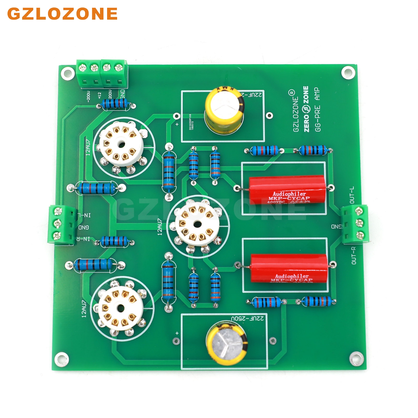 GZLOZONE-Ground Grid Terminado Board Tubo Pré-amplificador, Kit DIY, placa acabada, GG 12AU7