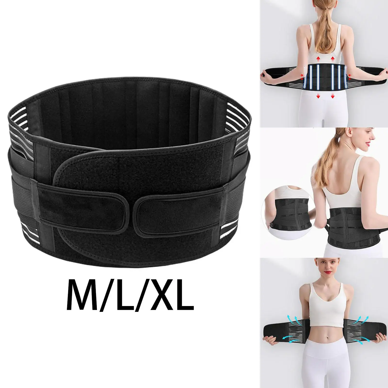 Breathable Waist Trainer Belt Wasit Brace for Waist Pain Herniated Disc Mesh Elasticity Black