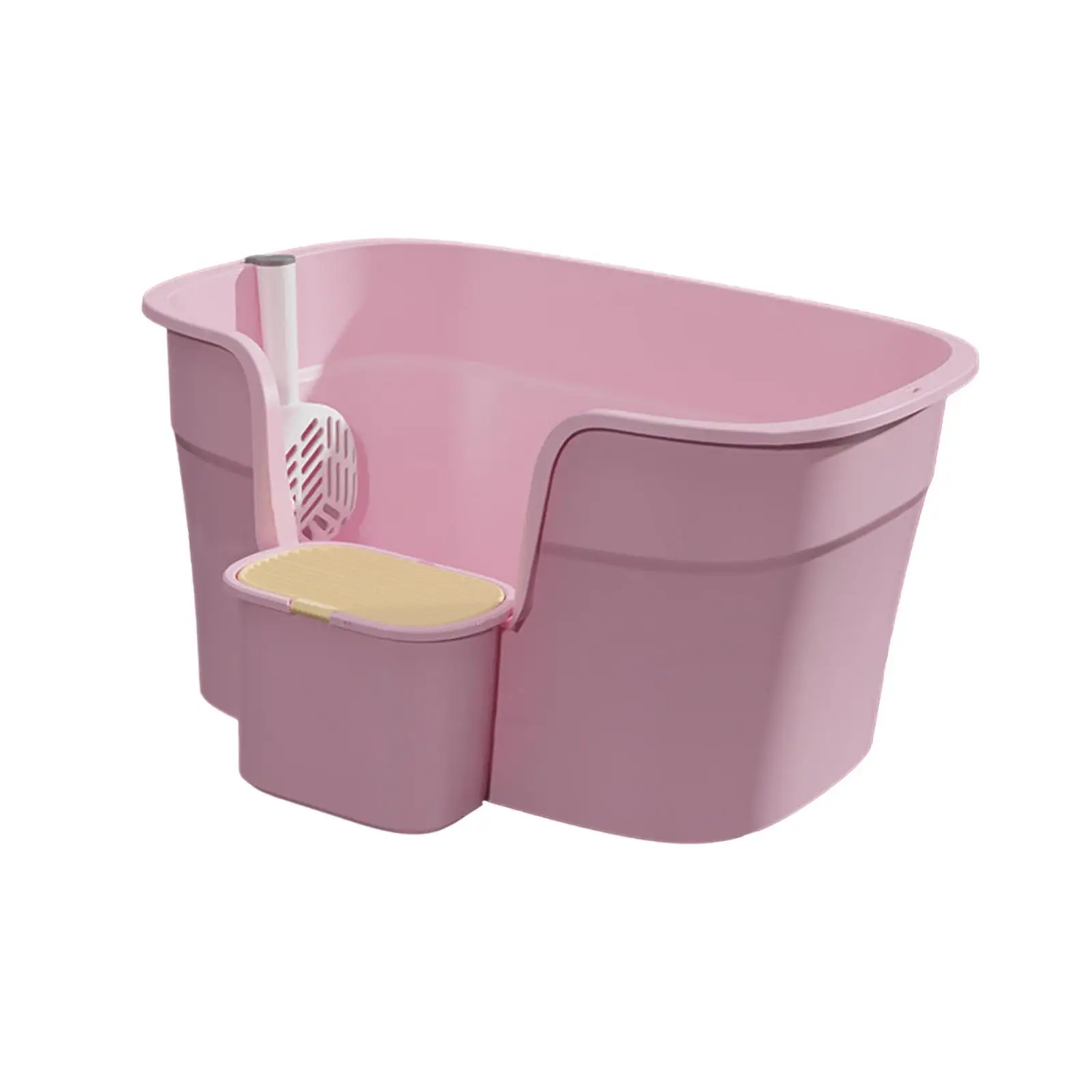 Open Top Pet Litter Tray with High Side Cat Sand Basin Sturdy Cat Litter Box