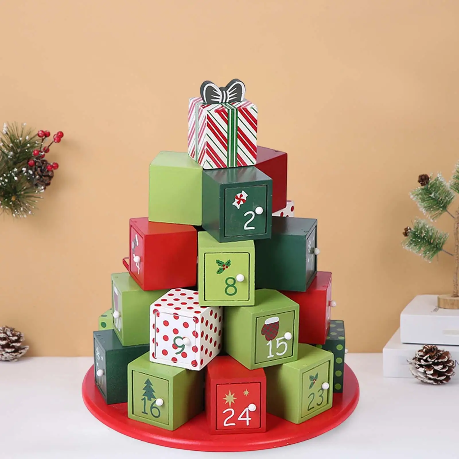 Gift Box Decorations Creative with Drawers Tree Advent Calendar for Shopping Mall Counter Window Bedroom Souvenir