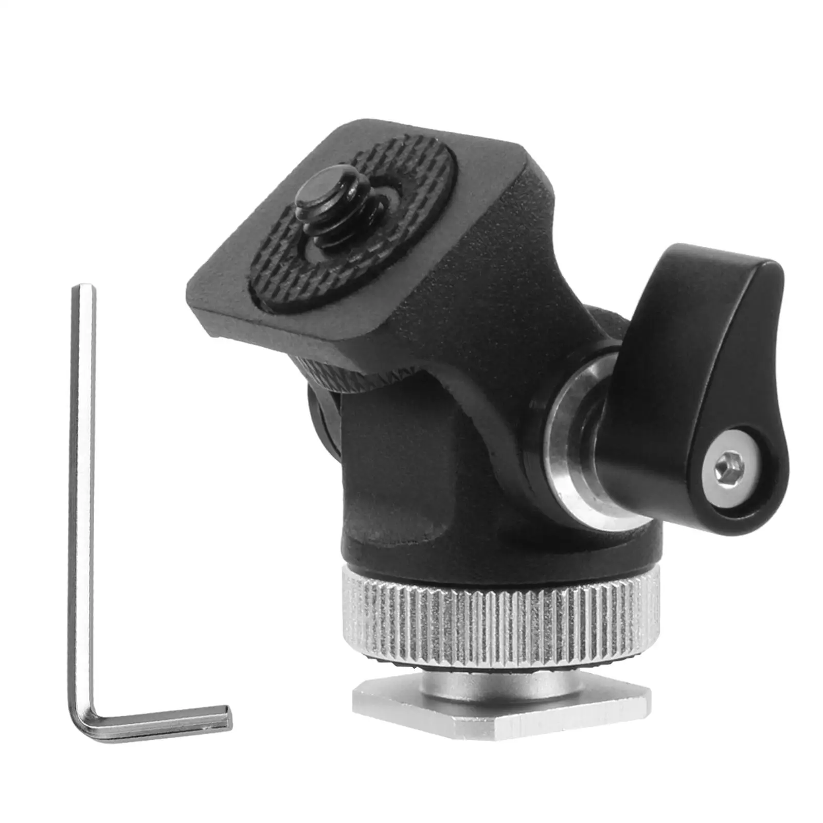 360 Swivel Hot Shoe Mount Adapter Mini Monitor Mount Tripod Head for Mounting Camera