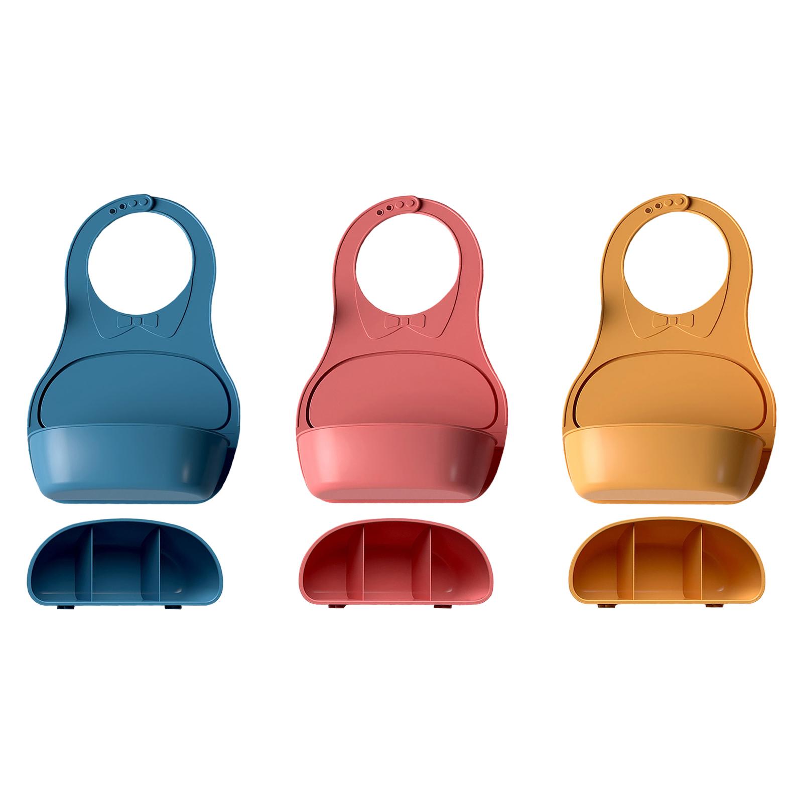 Silicone Baby Bibs Waterproof Baby Feeding Large Pocket Adjustable Baby Plate for Babies Boy Girl Toddlers Travel Switch Trays