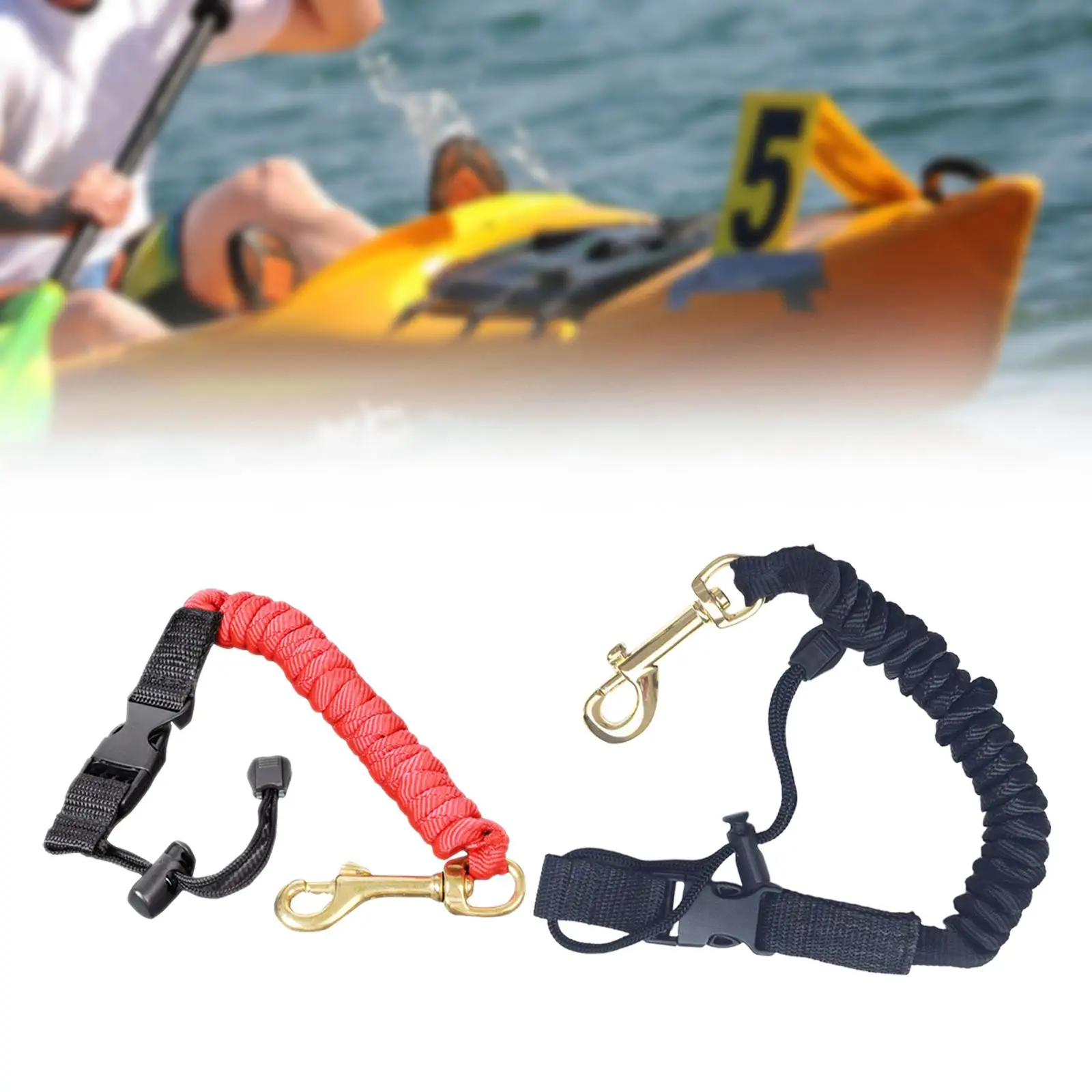 Kayak Paddle Tether Leash Bungee Cord Strap Canoeing Sail Gear Paddle Holder