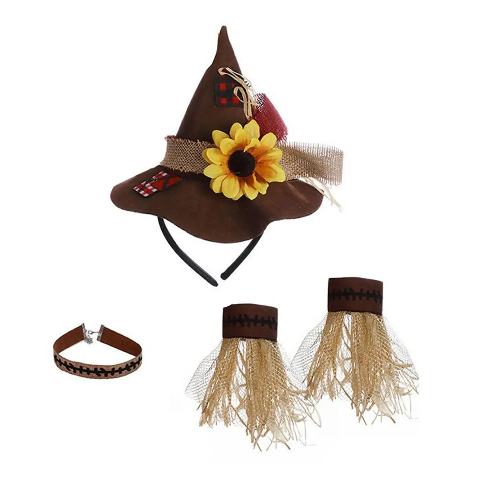 Halloween Costume Accessories Hat Necklace Gloves Cosplay Costume Props for Festival Carnival Masquerade Party Decoration