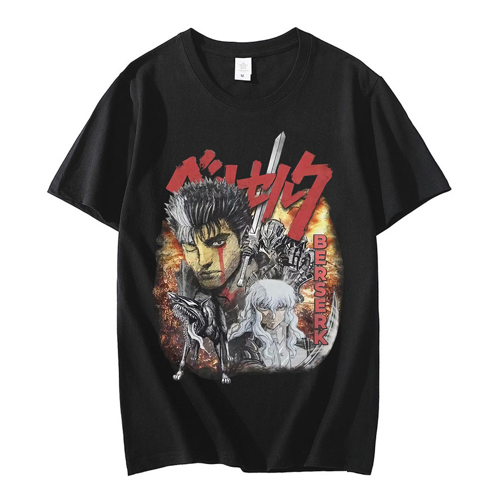  Berserk Guts Character Shirt, Dragon Slayer Sword Dark  Anti-Hero with Brand of Sacrifice, Black T-Shirt Manga Anime Story  Theme-Small : Clothing, Shoes & Jewelry