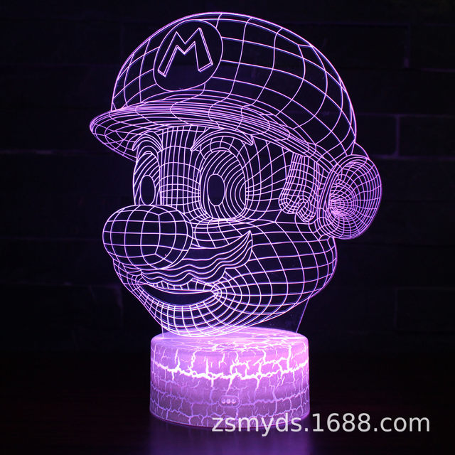 Anime Cartoon Super Mario Bros Jeu Action Figure 3D LED Illusion