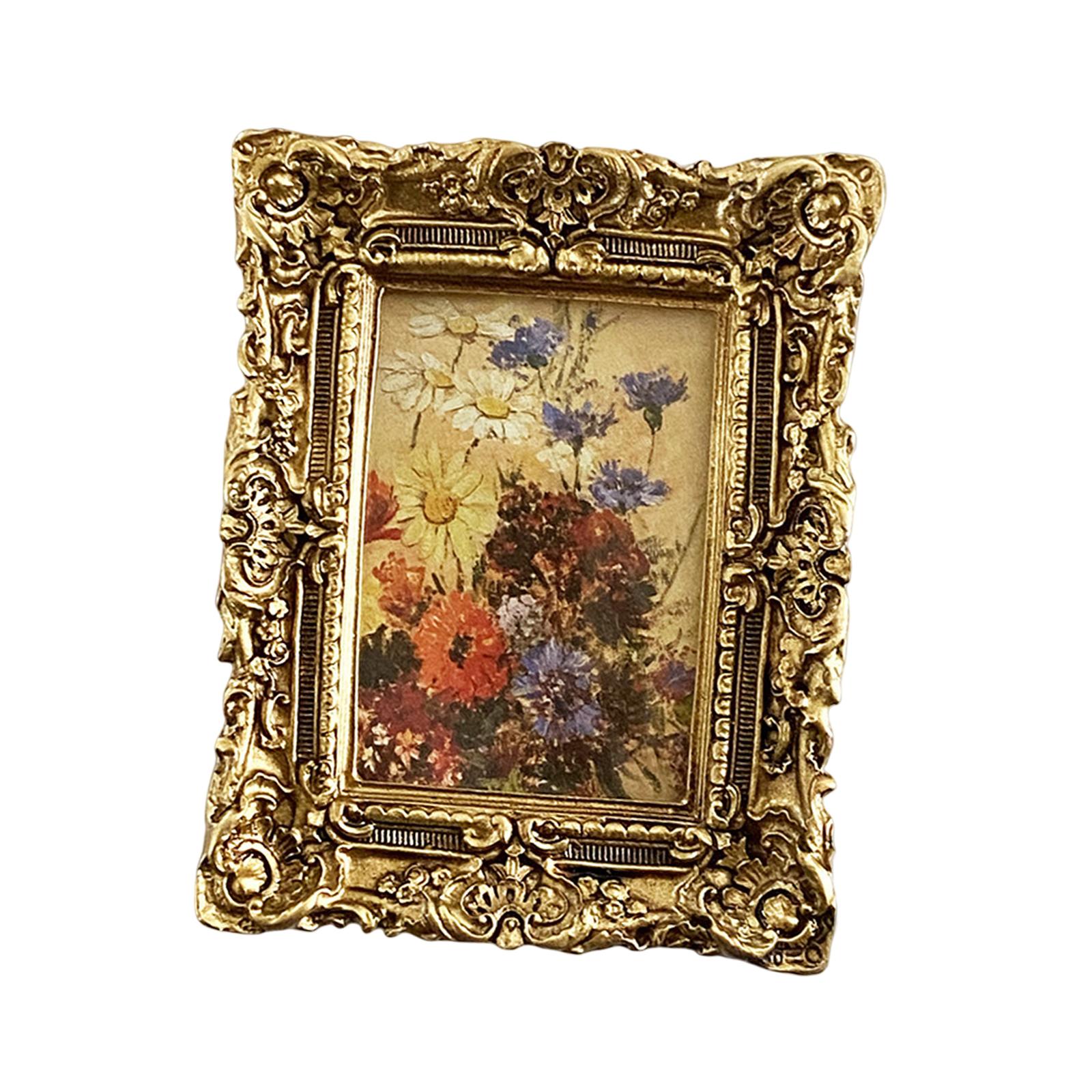 Small Photo Frame Tabletop Picture Frame Hanging Retro Style Crafts Resin Picture Frame for Wedding Home Desktop Decor Gift