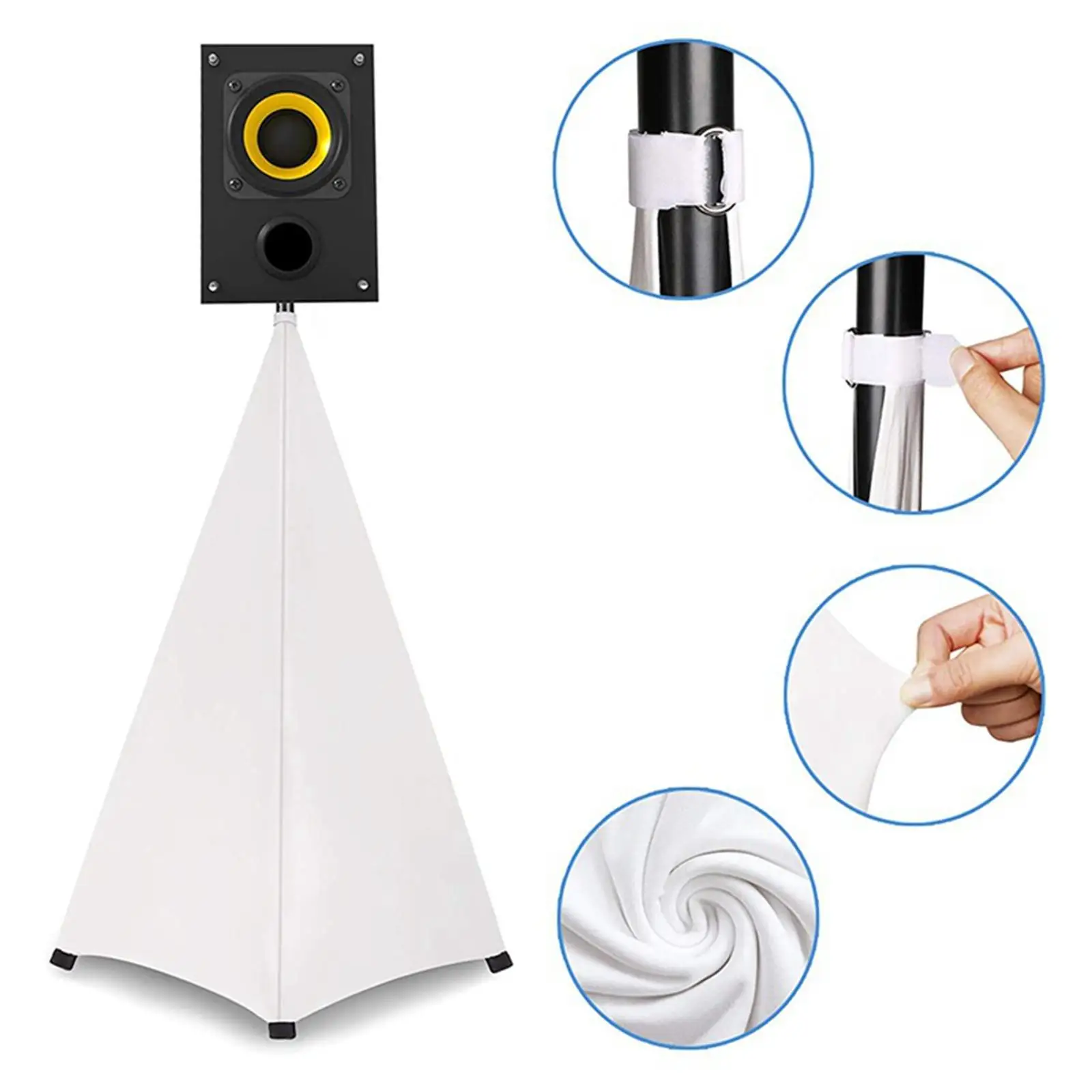 Universal Speaker Stand Cover Height Flexible Stretchable DJ Speaker Covers Tripod Stand Skirt Scrim for Weddings Events